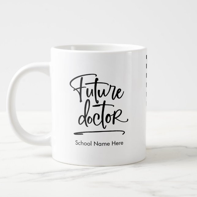 Grande Tasse Médecin Futuré À damiers personnalisé (Gauche)