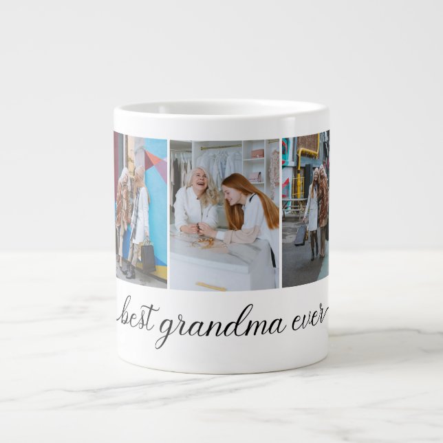 Grande Tasse Meilleur Collage photo de grand-mère Ever 3 (Devant)