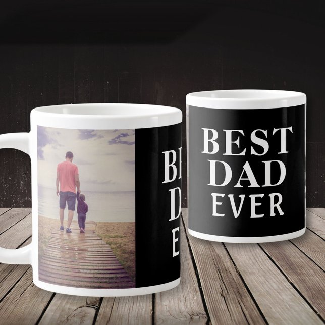 Grande Tasse Meilleur mauvais père jour 2 Photo Collage noir (Créateur téléchargé)
