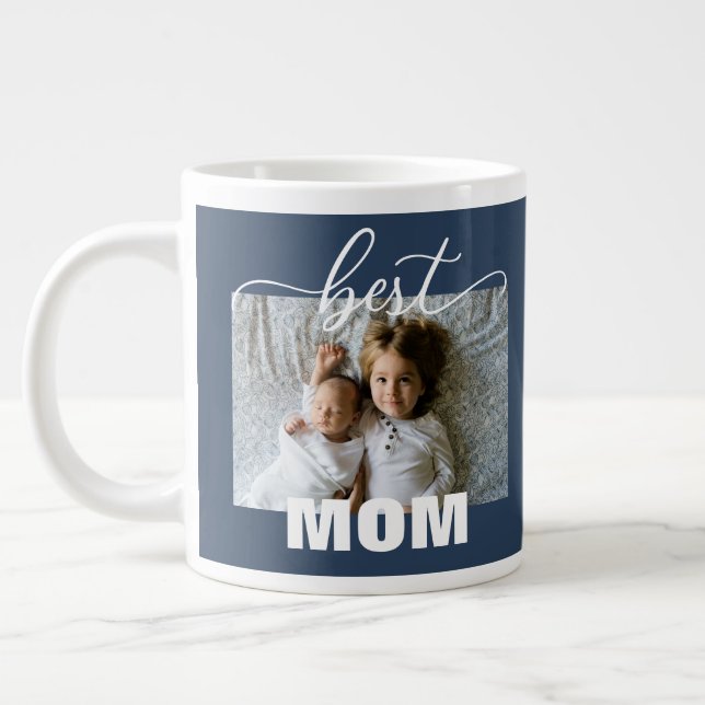 Grande Tasse Meilleur MOM Enfants Photo Fête des mères (Gauche)