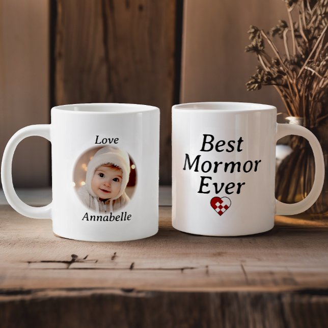 Grande Tasse Meilleur Mormor jamais - Photo personnalisée Yule  (Créateur téléchargé)