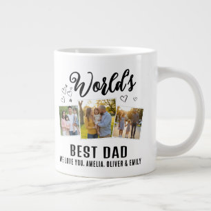 Grande Tasse Meilleur Papa du Monde Collage Photo Personnalisé 