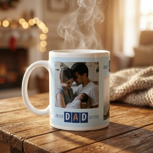 Grande Tasse Meilleur Papa Ever 3 Photo Typographie Cool