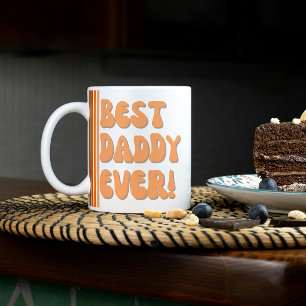 Grande Tasse Meilleur papa Jamais Orange Retro Photo Mug