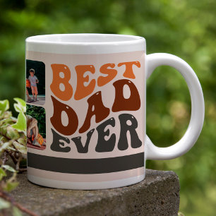 Grande Tasse Meilleur Papa Jamais Typographie Rétro Groovy et 4