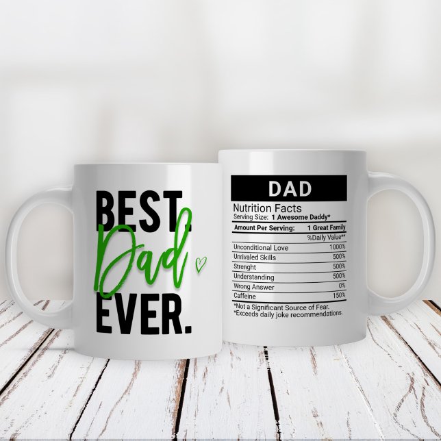 Grande Tasse Meilleur papa jamais vert + la valeur nutritive, (Créateur téléchargé)