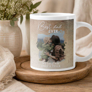 Grande Tasse Meilleur Papa Rustique Photo de Famille Fête des P