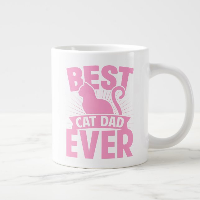 Grande Tasse Meilleur père de chat jamais - Silhouette de chat (Droite)