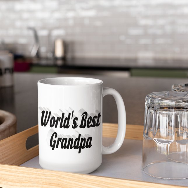 Grande Tasse Meilleur texte noir Grandpa (Créateur téléchargé)