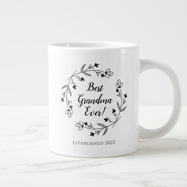 Grande Tasse Meilleure grand-mère Jamais Famille Florale Wreath (Droite)
