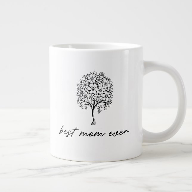 Grande Tasse Meilleure Maman Illustration d'Arbre Floral (Droite)