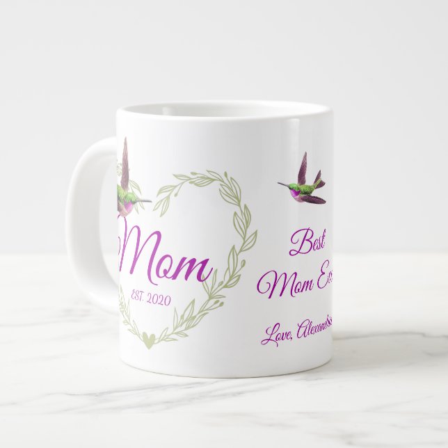 Grande Tasse Meilleure maman Jamais Coeur Hummingbird (Devant gauche)
