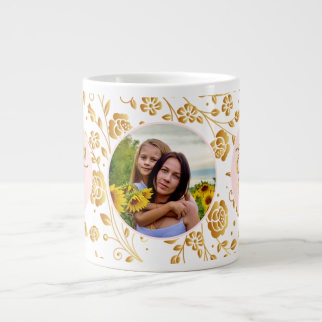 Grande Tasse Meilleure maman Jamais Floral Photo Fête des Mères (Devant)