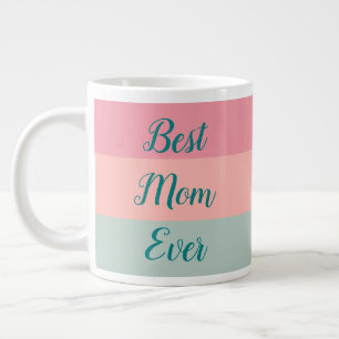 Grande Tasse Meilleure maman jamais rose Pêche Turquoise Typogr