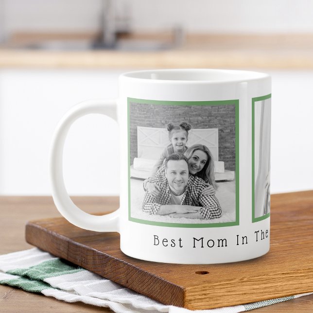 Grande Tasse Meilleure maman noir et blanc 3 photos (Best Mom Black and White 3 Photos Giant Coffee Mug)