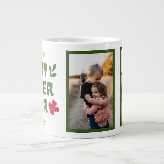 Grande Tasse 'Meilleure soeur Ever'Jaune Vert moderne illustrat (Devant)