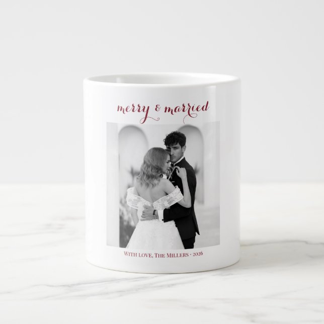 Grande Tasse Merry & Married - Personalized Newlywed Christmas  (Devant)