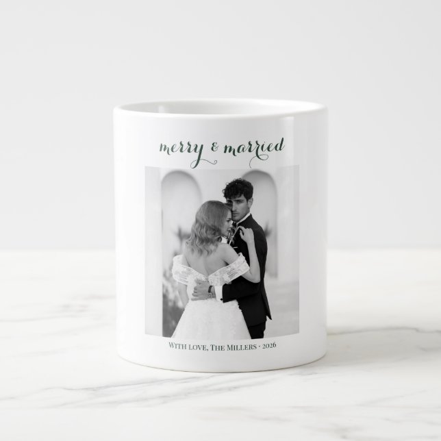 Grande Tasse Merry & Married - Personalized Newlywed Christmas  (Devant)