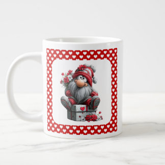 Grande Tasse Messager gnome d'amour festif "Cœur et cadeaux"