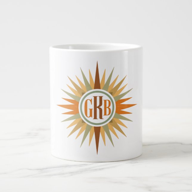 Grande Tasse Mid-Century Starburst Monogram Personalized Retro  (Devant)