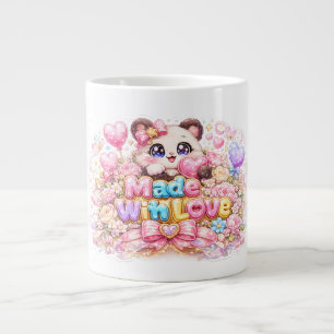 Grande Tasse Mignon Kawaii Fabriqué Avec Amour Chat Nom Pastel 