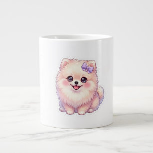Grande Tasse Mignon Pomeranian Kawaii chiot Chien Nœud Violet P