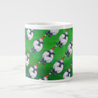 Mignonne mouton à Santa Chapeau sur vert