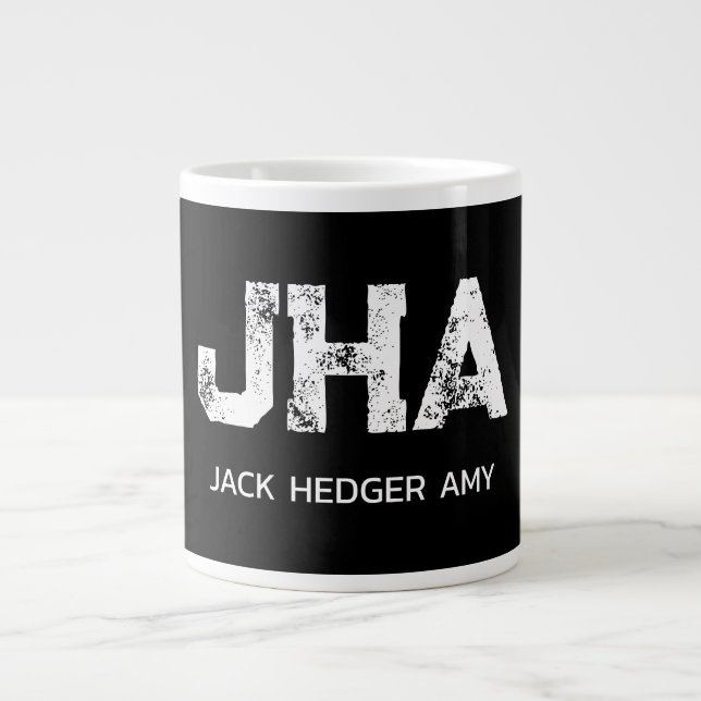 GRANDE TASSE MINIMALIST WHITE THREE LETTER MONOGRAM NAME BLACK (Devant)