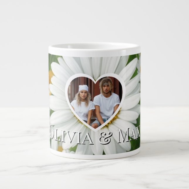 Grande Tasse Modèle de marguerites blanches Boho (Devant)