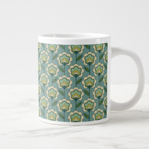 Grande Tasse Modèle floral Turquoise et jaune
