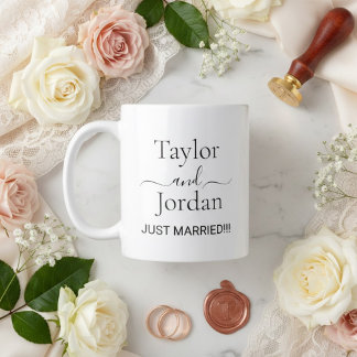 Grande Tasse Modern "Just Married" Wedding Minimalist 
