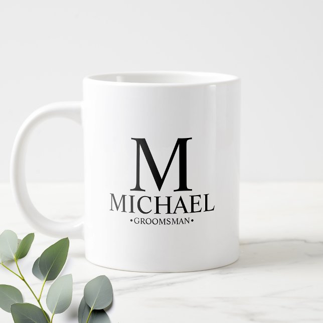 Grande Tasse Moderne Personnalisé Groomsman Coffee Mug (Créateur téléchargé)