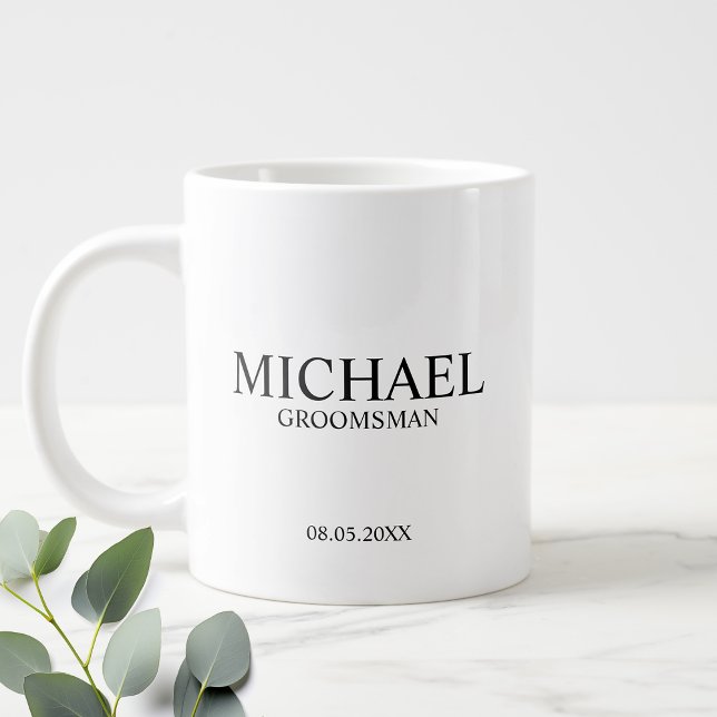 Grande Tasse Moderne Personnalisé Groomsman Coffee Mug (Créateur téléchargé)