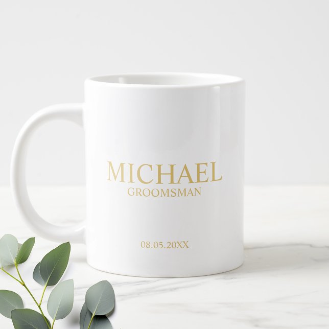 Grande Tasse Moderne Personnalisé Groomsman Coffee Mug (Créateur téléchargé)