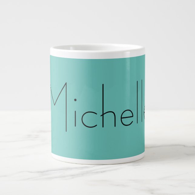 Grande Tasse Moderne tendance Élégant Bleu Simple Blanc (Devant)