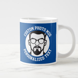 Grande Tasse Mon visage sur un CHELSEA BLUE personnalisé