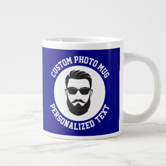 Grande Tasse Mon visage sur un modèle personnalisé BLEU NAVY