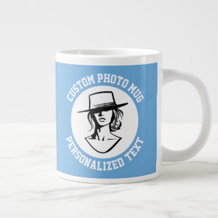 Grande Tasse Mon visage sur un modèle personnalisé BLEU POUDRE