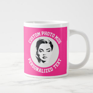 Grande Tasse Mon visage sur un modèle personnalisé ROSE FRAISE