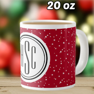 Grande Tasse Monogramme 20oz Red & White Stars Jumbo Café Mug