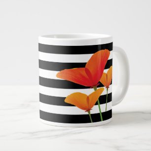 Grande Tasse Monogramme à rayures noires chic