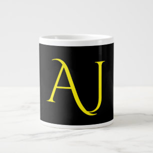 Grande Tasse Monogramme Attrayant Jaune Noir Minimaliste Modern