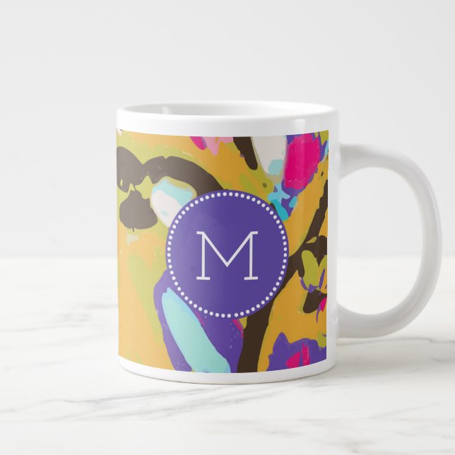 Grande Tasse Monogramme | Boho rose Floral I (Droite)