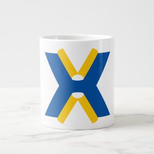 Grande Tasse Monogramme de lettre X bleu et jaune