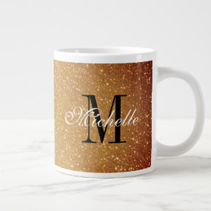 Grande Tasse Monogramme de parties scintillant dorée de très 