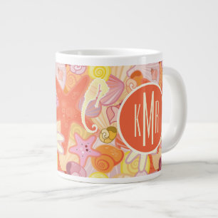 Grande Tasse Monogramme en pastel des créatures   de mer