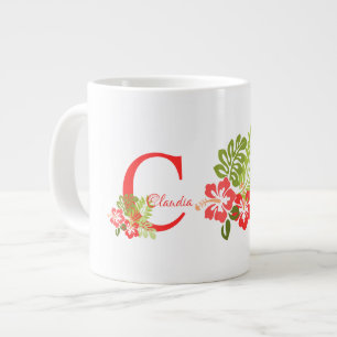Grande Tasse Monogramme Fleurs tropicales Jumbo Mug