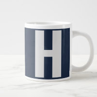 Monogramme Initiale Géante en Bleu Foncé et Gris