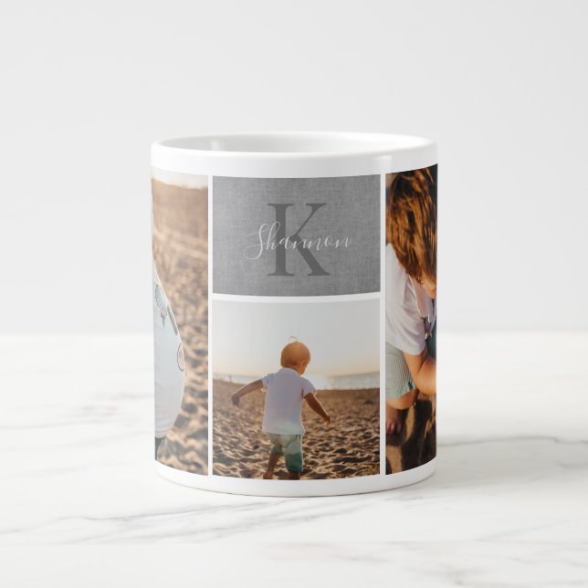 Grande Tasse Monogramme monochrome Photo Musique (Devant)