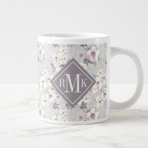 Grande Tasse Monogramme  Motif Aquarelle rose pâle